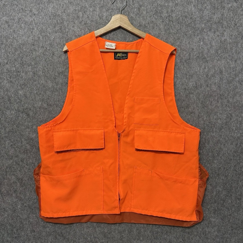 Vintage 80s/90s Kmart Hunting Vest Sz XL 46-48 Orange Utility Outdoor